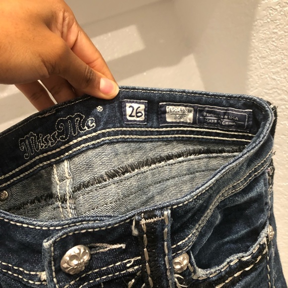 👖 Like-New 💎 MISS ME Bootcut jeans Size 26 with rhinestones - Picture 6 of 10